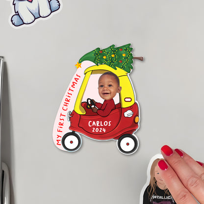 My First Christmas Festive Magnet - Personalized Custom Fridge Magnet - KID002_MAGN