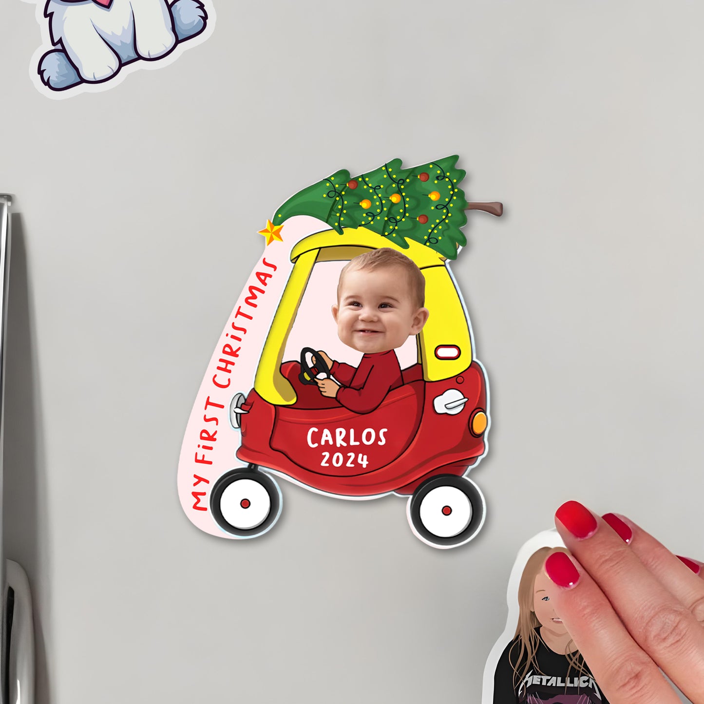 My First Christmas Festive Magnet - Personalized Custom Fridge Magnet - KID002_MAGN