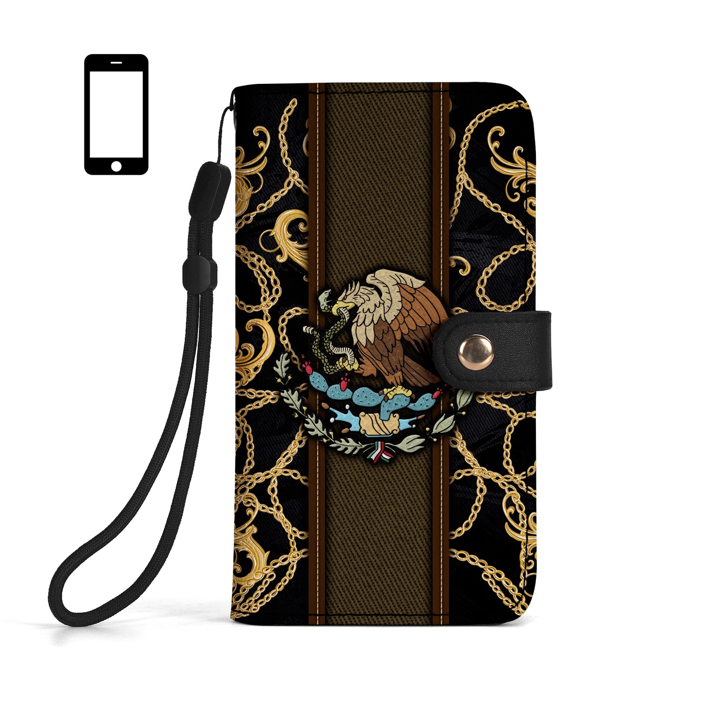 El Águila Dorada - Cartera de Cuero Personalizada para Teléfono - ME007_PW