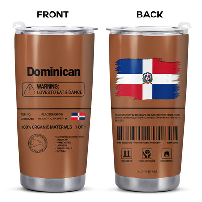 Dominican Nutrition Facts - Personalized Custom Stainless Steel Tumbler 20oz 30oz - HS060_TB