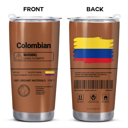 Información nutricional de Colombia - Vaso de acero inoxidable personalizado de 20 oz y 30 oz - HS061_TB