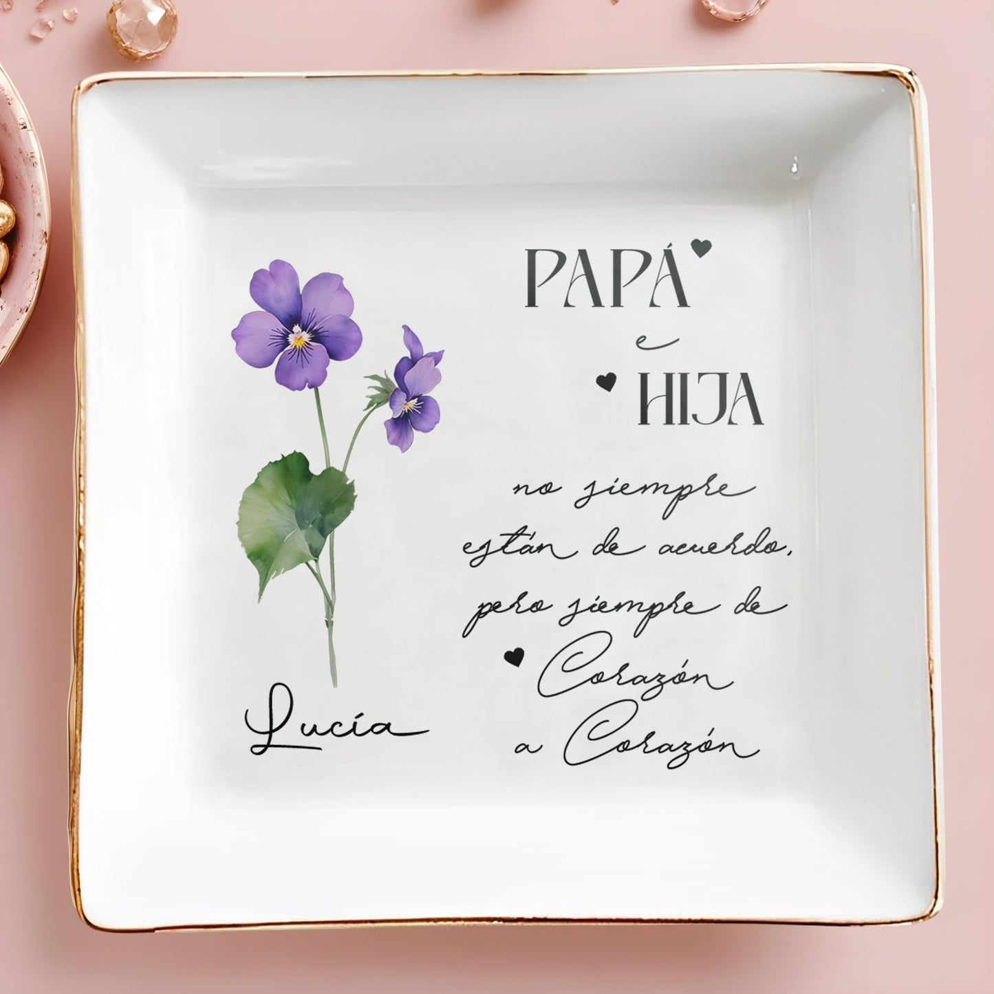 Papá E Hija - Personalized Custom Jewelry Dish - FM100_SCRD