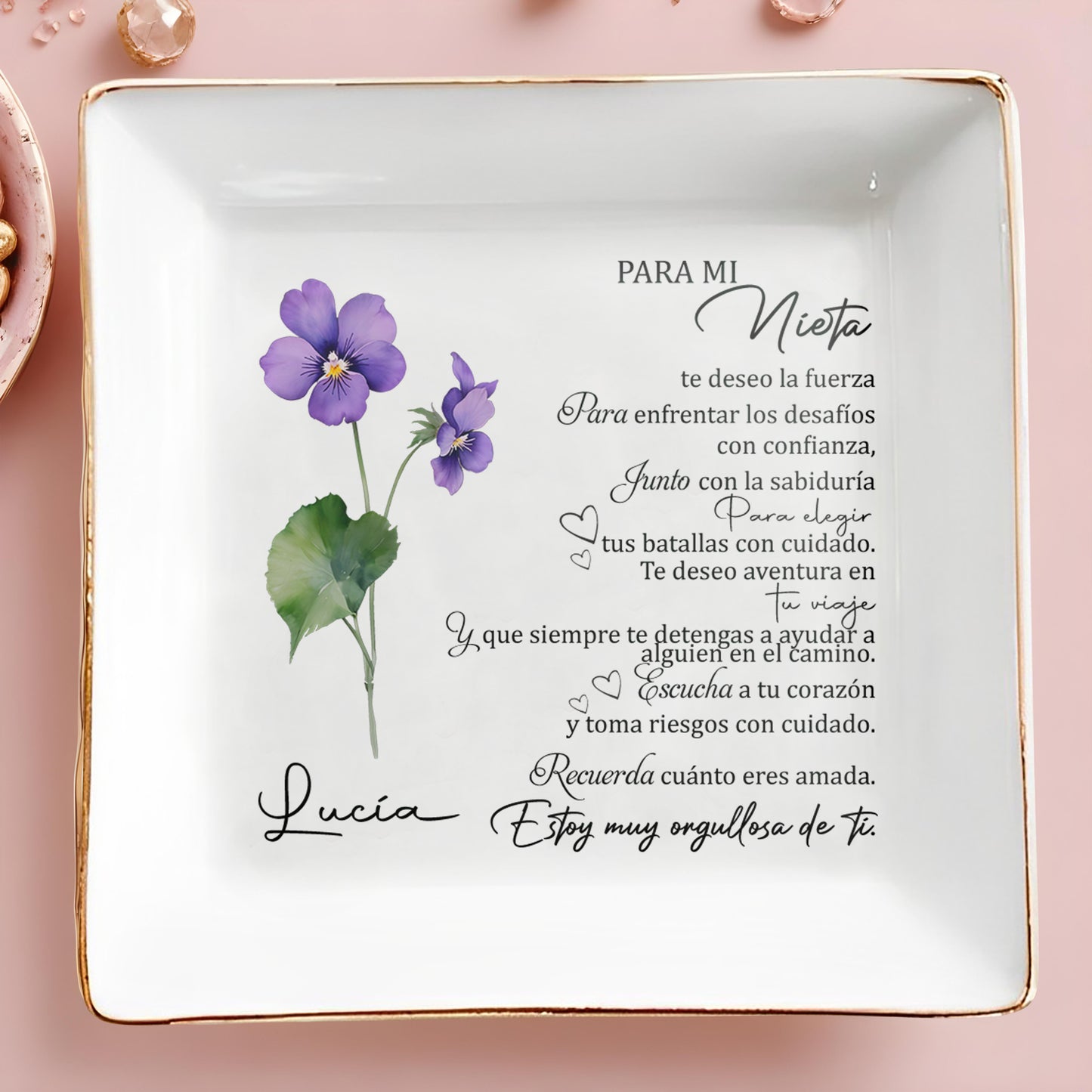 Para mi Nieta - Personalized Custom Jewelry Dish - FM093_SCRD