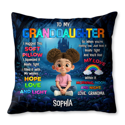 To My Granddaughter I Hugged This Soft Pillow With Boy And Castle - Personalized Custom Pillow, Insert Included - GDT582_PLW