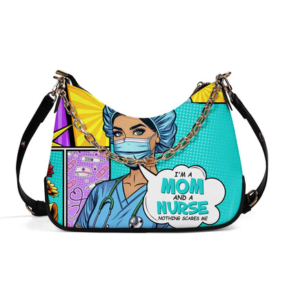 Custom Name And Title - I'm A Mom And A Nurse - Bespoke Chain Crossbody Handbag - MM01CH
