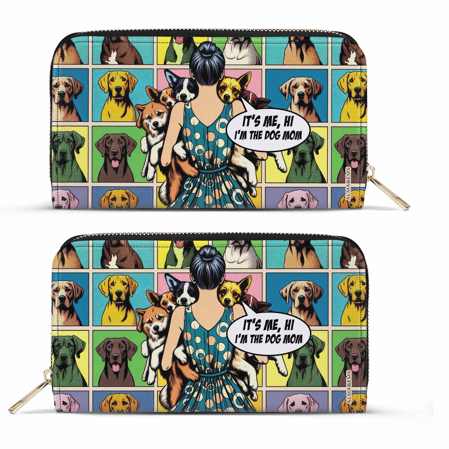 Dog Mom - Cartera de piel para mujer para amantes de los perros - MM32WL