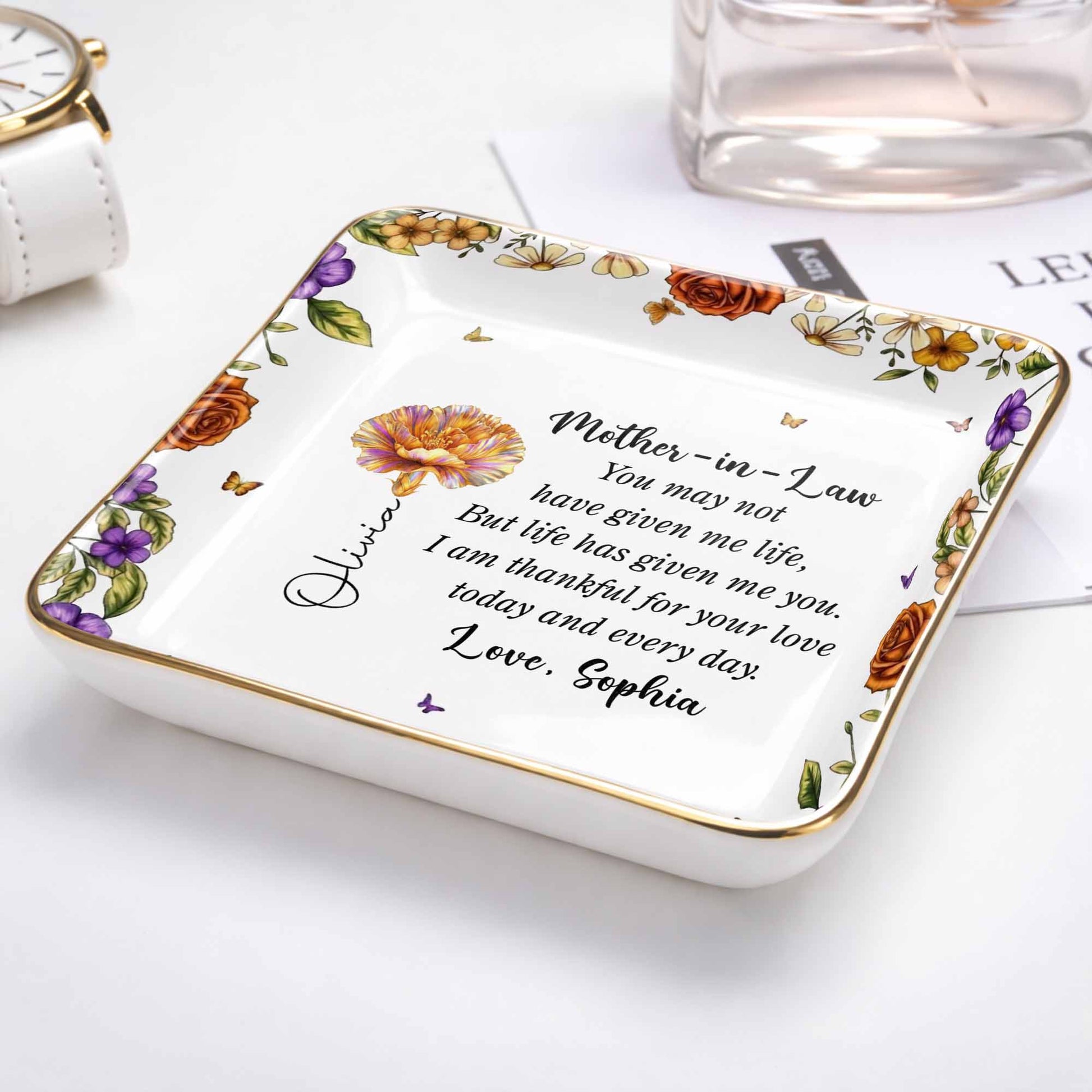 Thankful For Your Love Mother-In-Law, Flowers And Butterflies