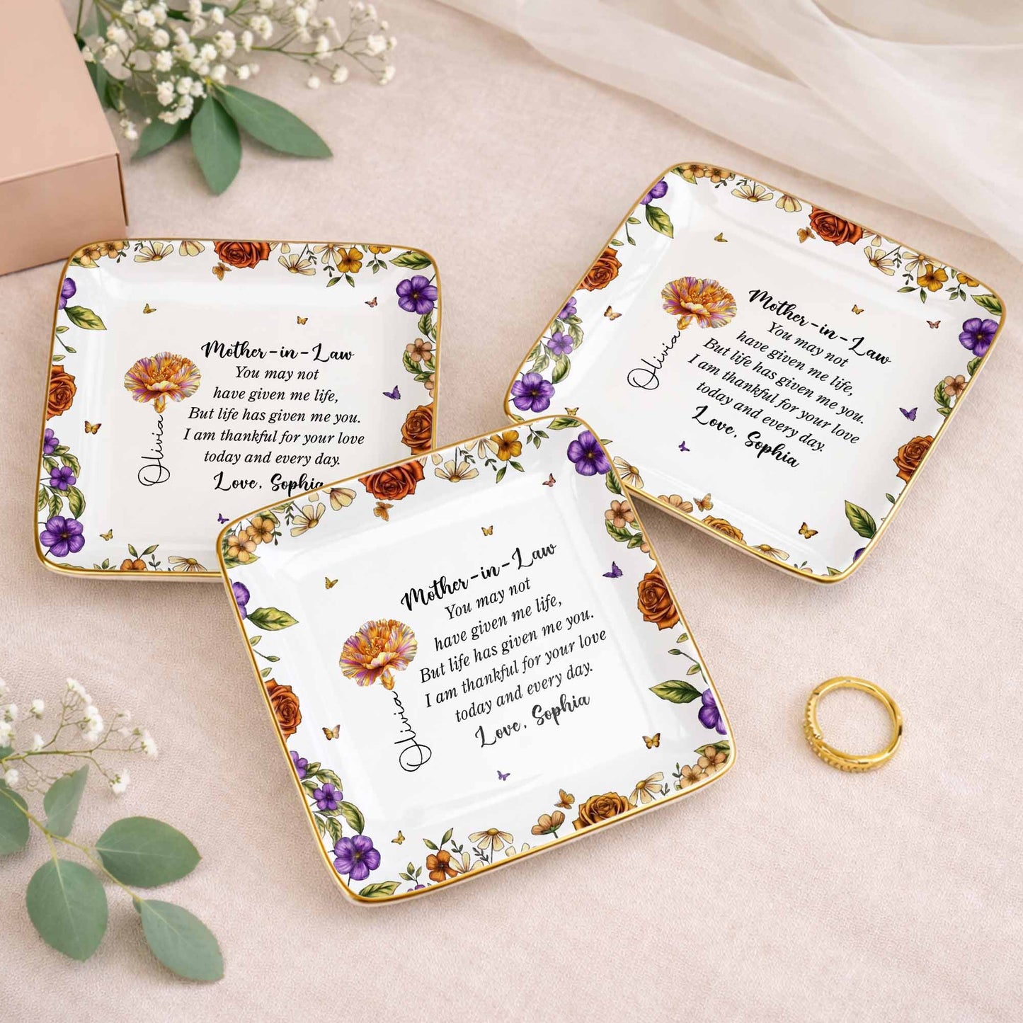 Thankful For Your Love Mother-In-Law, Flowers And Butterflies