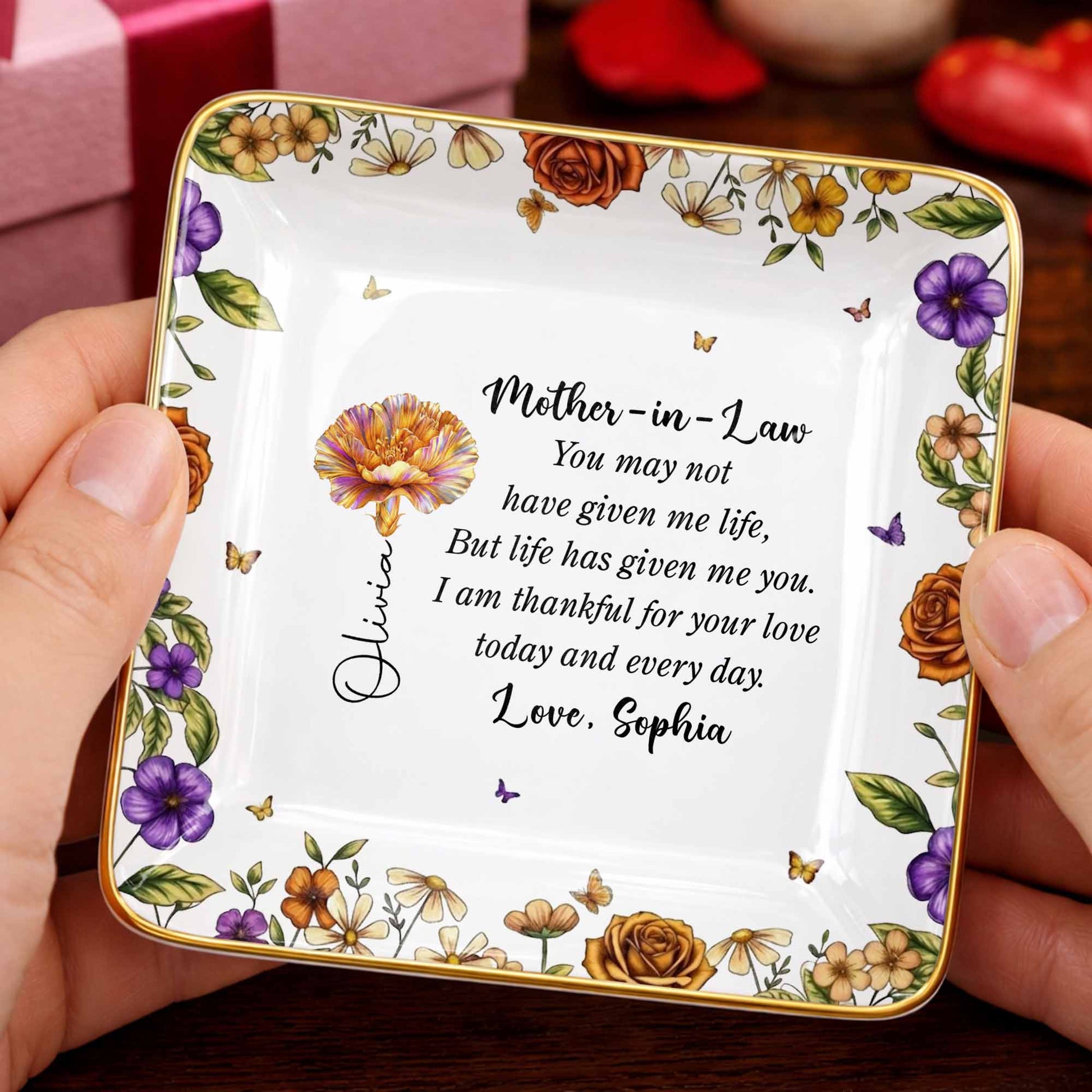 Thankful For Your Love Mother-In-Law, Flowers And Butterflies