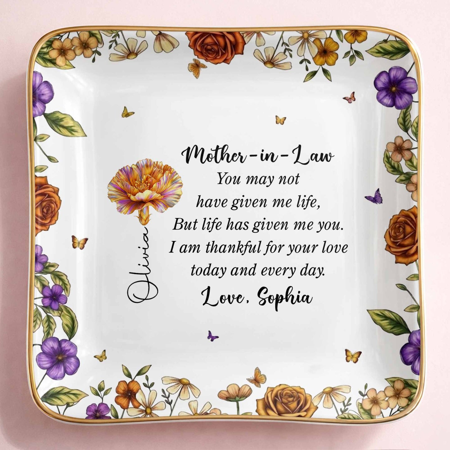 Thankful For Your Love Mother-In-Law, Flowers And Butterflies