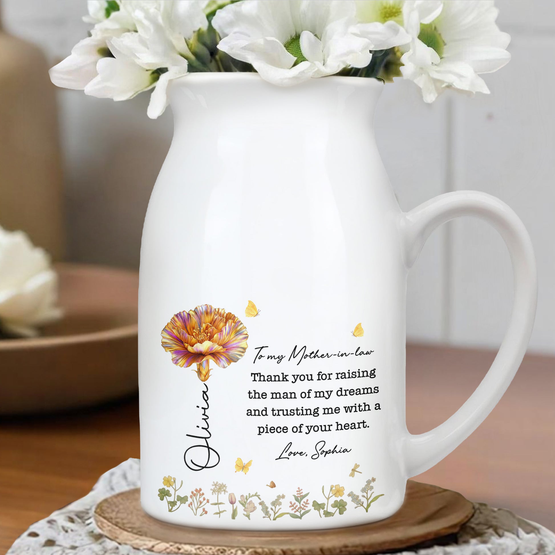 Thank You For Raising The Man Of My Dreams, Flowers And Butterflies Design
