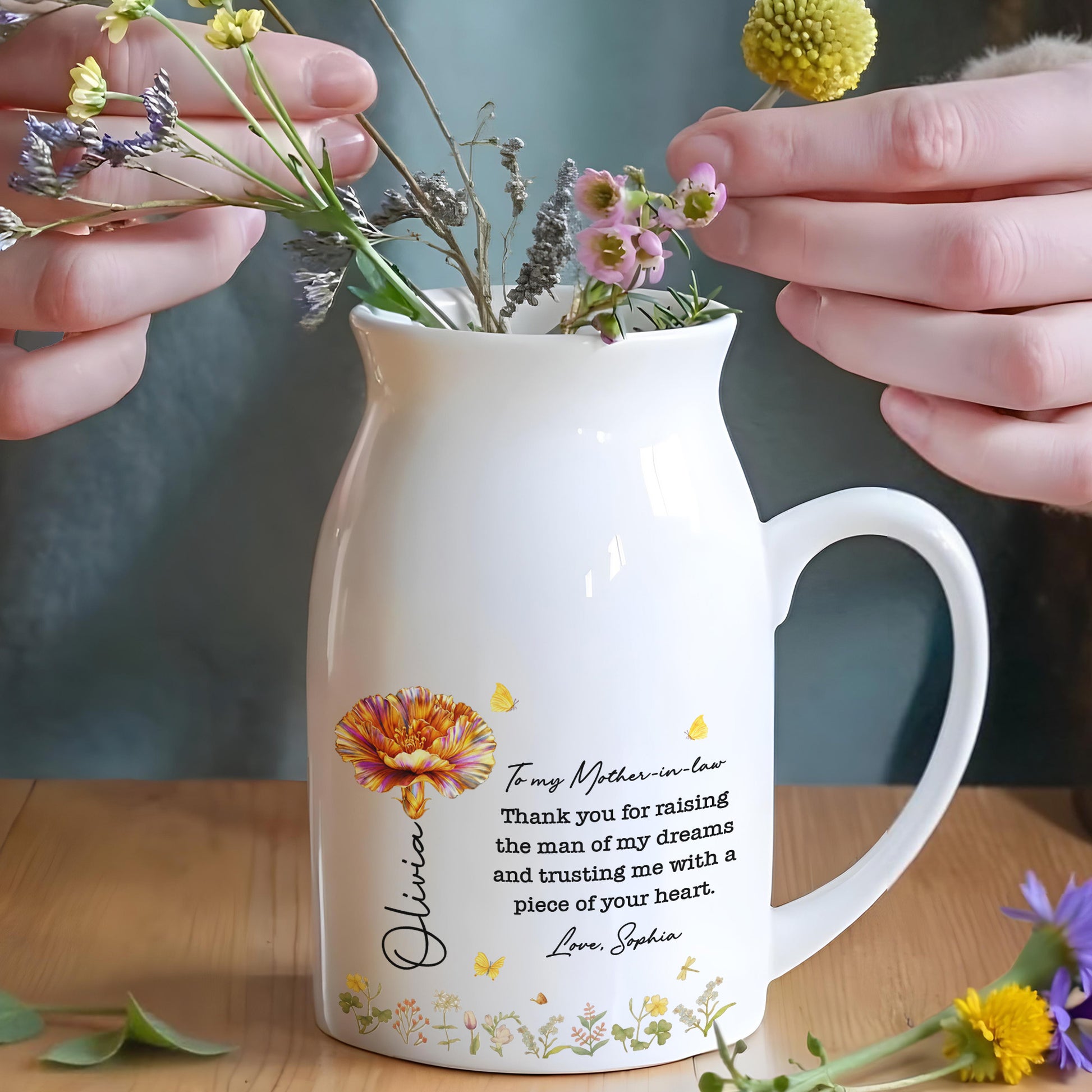 Thank You For Raising The Man Of My Dreams, Flowers And Butterflies Design