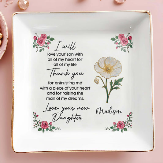 Love your son with all my heart, Roses Ceramic Dish