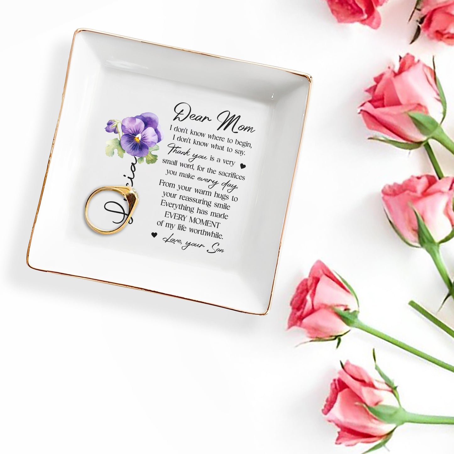 Dear Mom Thank You Personalized Jewelry Dish - Personalized Custom Jewelry Dish - MOM006_SCRD