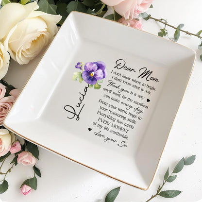 Dear Mom Thank You Personalized Jewelry Dish - Personalized Custom Jewelry Dish - MOM006_SCRD