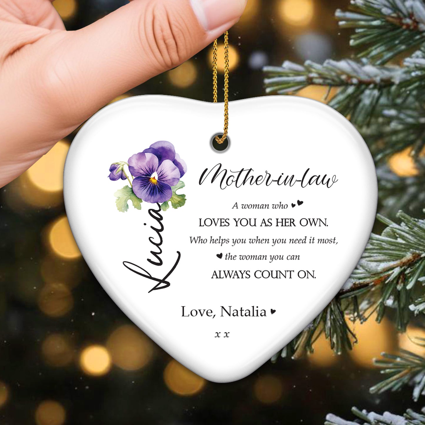 Loving Message For Your Mother-In-Law - Personalized Custom Ceramic Ornament With Heart Shape - MOM011_HCE