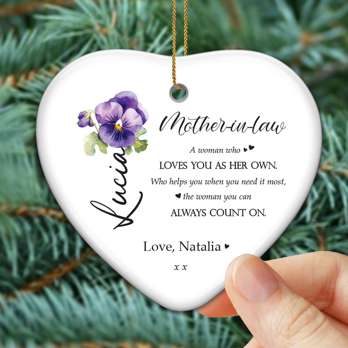 Loving Message For Your Mother-In-Law - Personalized Custom Ceramic Ornament With Heart Shape - MOM011_HCE