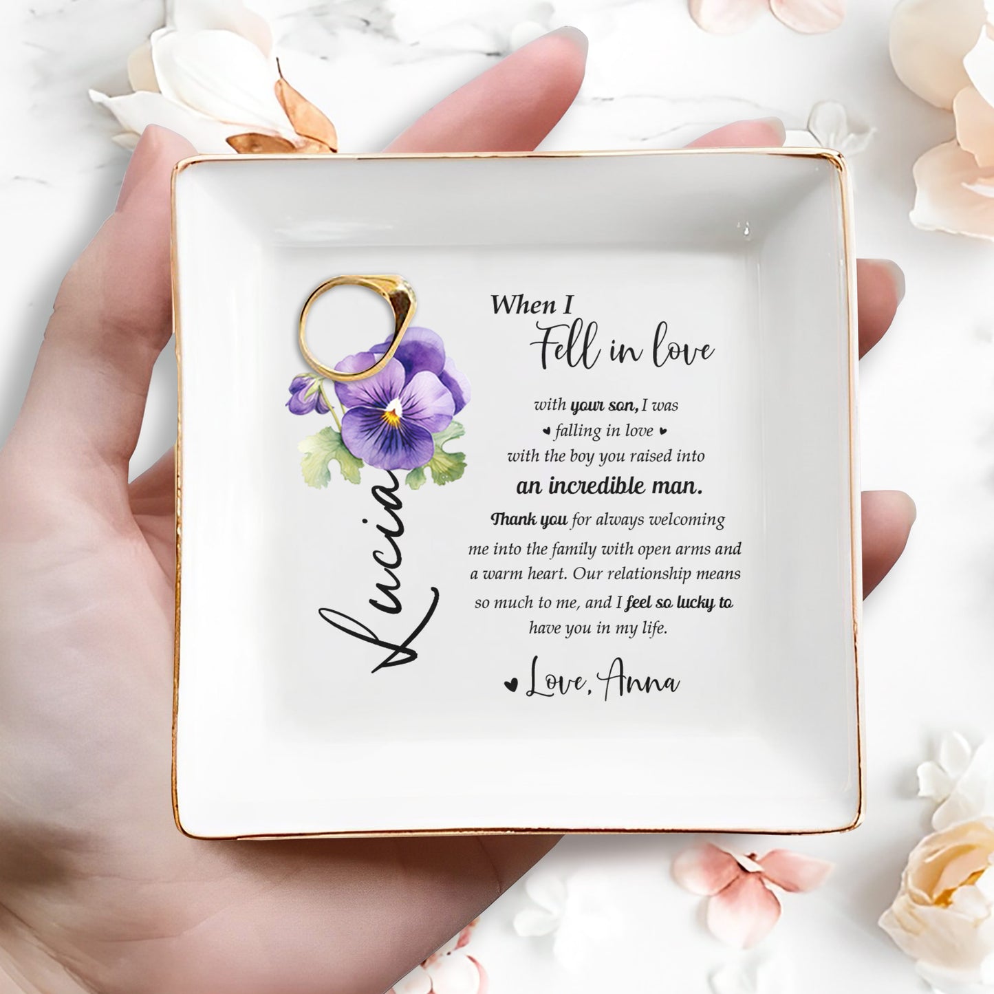 A Heartfelt Message To My Mother-In-Law - Personalized Custom Jewelry Dish - MOM014_SCRD