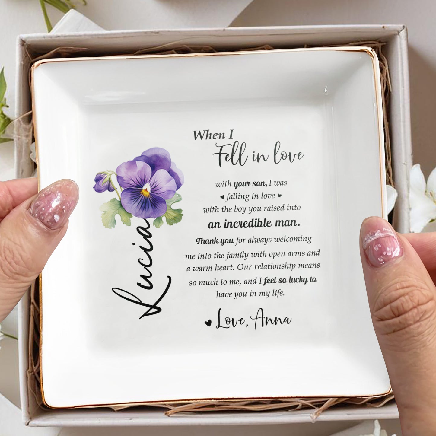 A Heartfelt Message To My Mother-In-Law - Personalized Custom Jewelry Dish - MOM014_SCRD