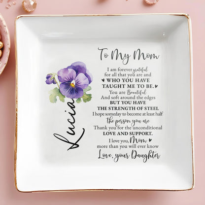 Beautiful Tribute To Mom With Violets And Heartfelt Message