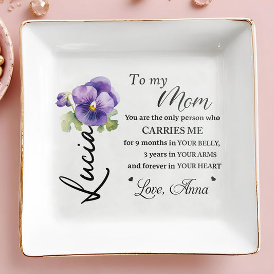 To My Mom Forever In Your Heart Pansy Flower Dish