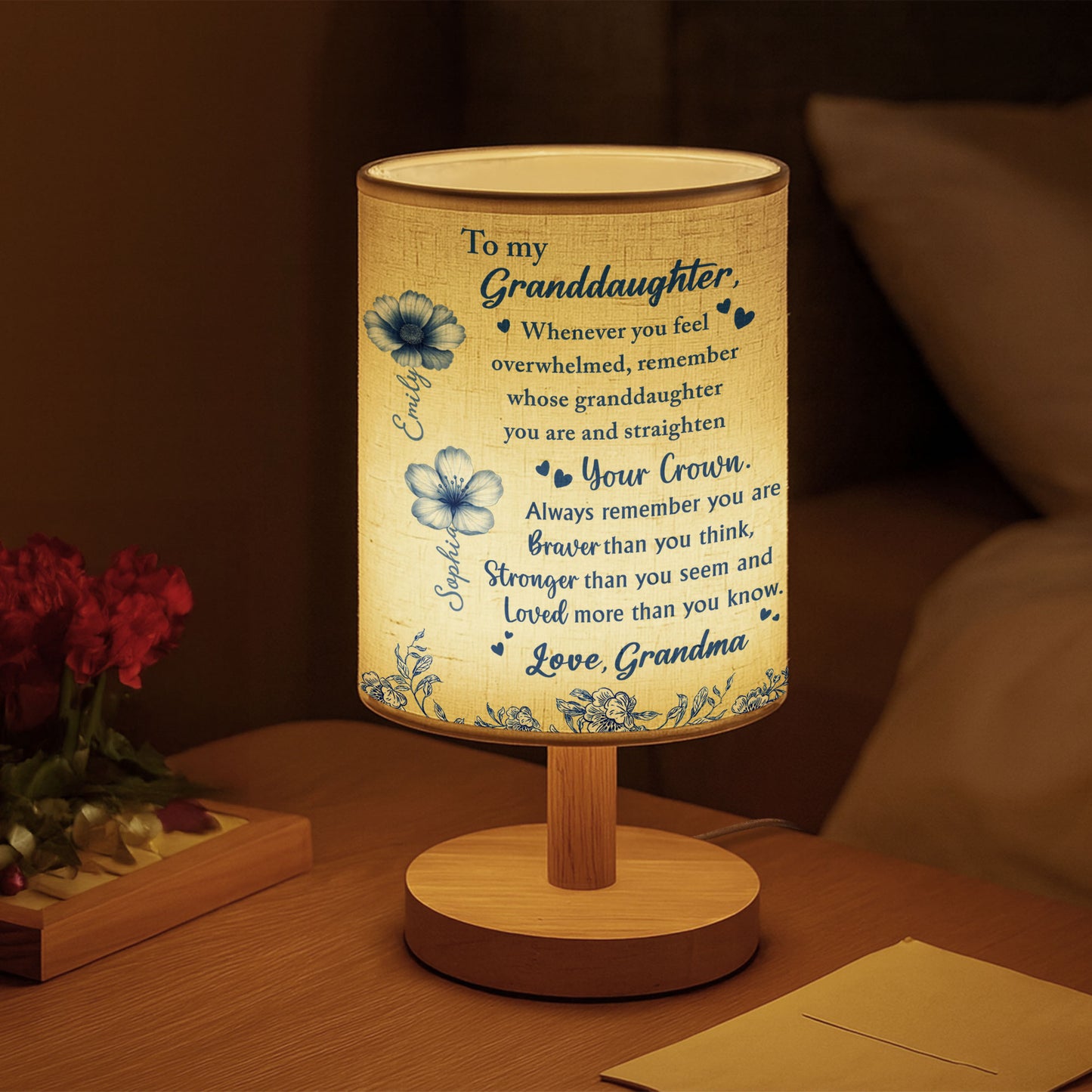 You Are Braver Than You Think With Floral Accents - Personalized Custom Fabric Lamp - MOM020_FLAMP