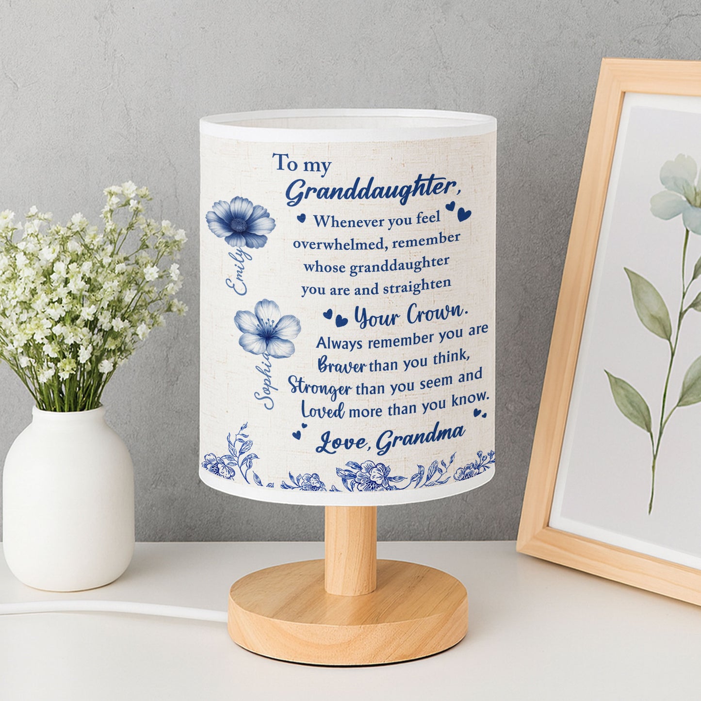 You Are Braver Than You Think With Floral Accents - Personalized Custom Fabric Lamp - MOM020_FLAMP