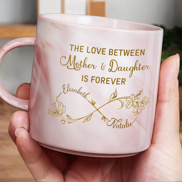 L'amour entre mère et fille, fleurs éternelles - Mug personnalisé en marbre rose - MOM055_PMAM