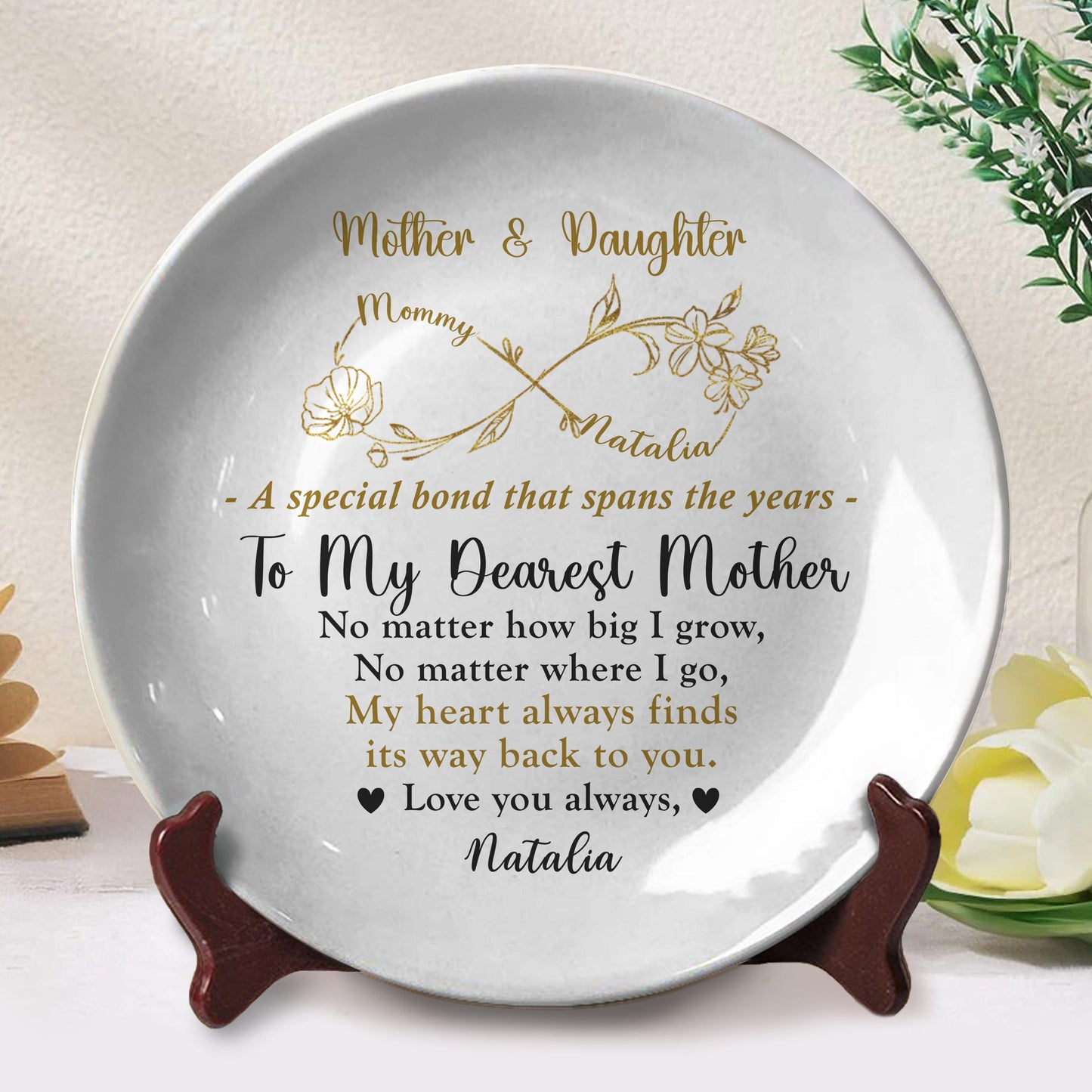 To My Dearest Mother, No Matter How Big I Grow, Flowers And Hearts