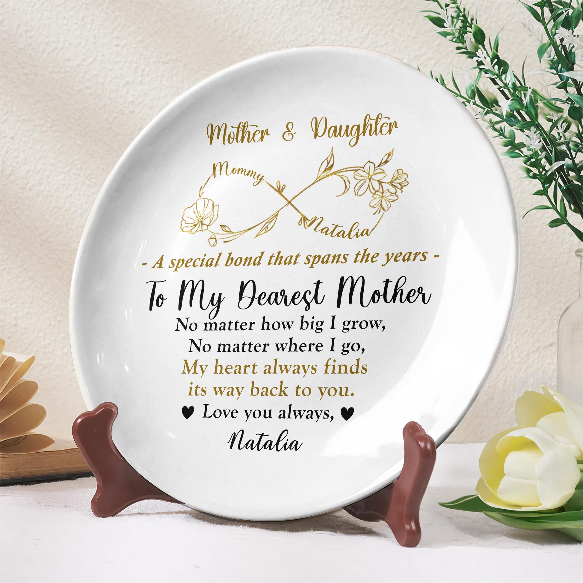 To My Dearest Mother, No Matter How Big I Grow, Flowers And Hearts