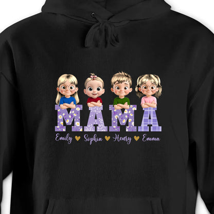 Mama With Cute Cartoon Children Design
