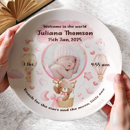 Welcome To The World, Reach For The Stars And Moon, Teddy Bear And Hot Air Balloon