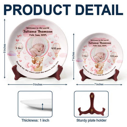 Welcome To The World, Reach For The Stars And Moon, Teddy Bear And Hot Air Balloon