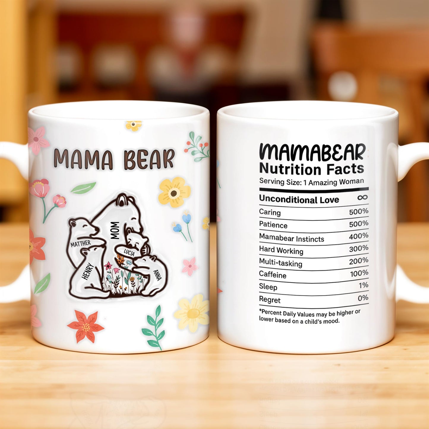 Mama Bear, Bear and Flowers Design