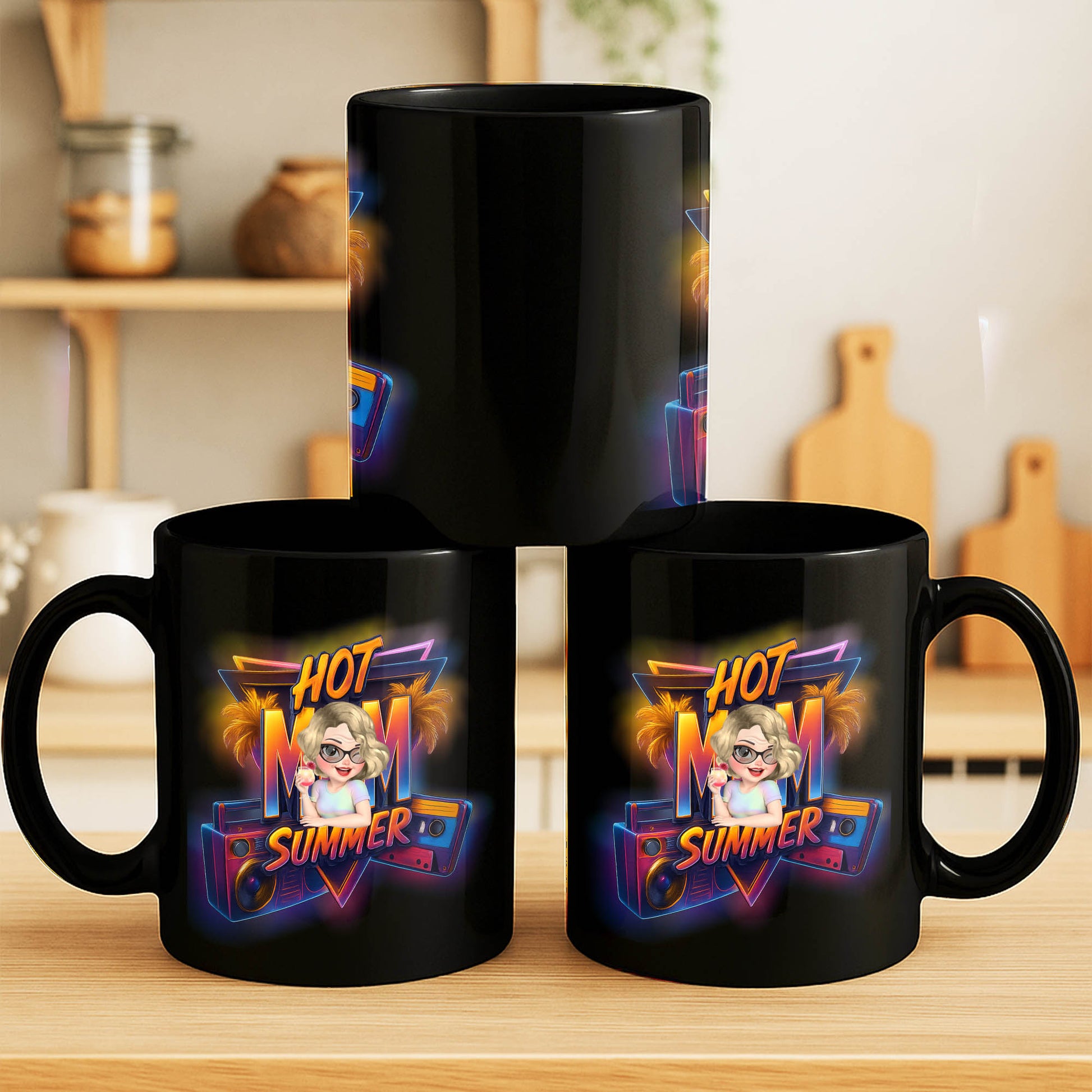 Hot Mom Summer With Palm Trees And Boombox