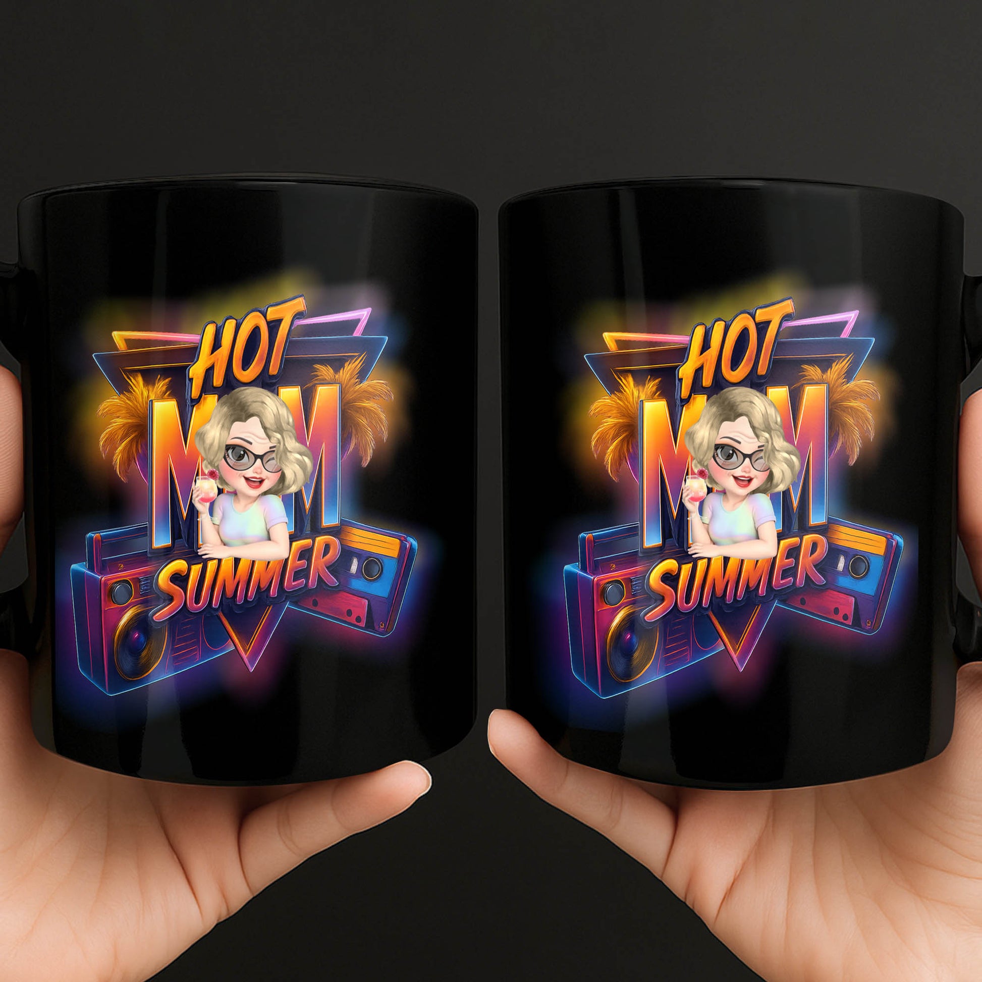 Hot Mom Summer With Palm Trees And Boombox