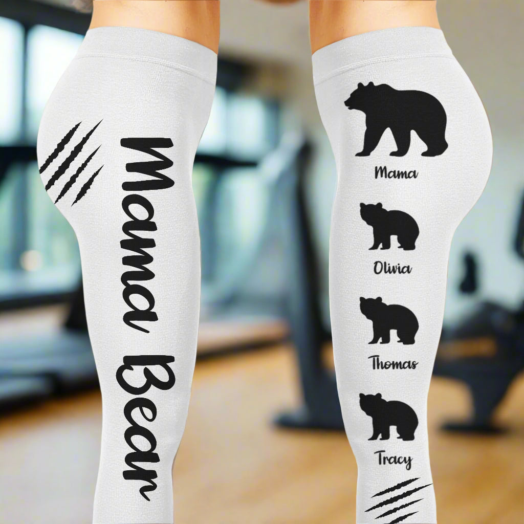 Mama Bear With Cub Silhouettes - Personalized Women Leggings - MOM111_WLEG