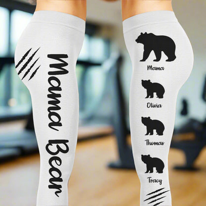 Mama Bear With Cub Silhouettes - Personalized Women Leggings - MOM111_WLEG