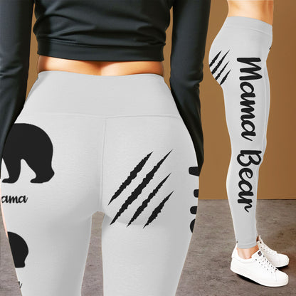 Mama Bear With Cub Silhouettes - Personalized Women Leggings - MOM111_WLEG