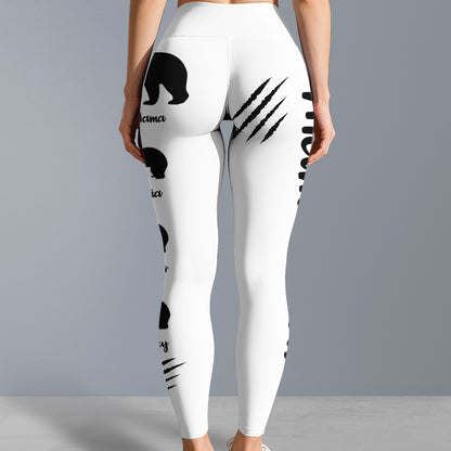 Mama Bear With Cub Silhouettes - Personalized Women Leggings - MOM111_WLEG