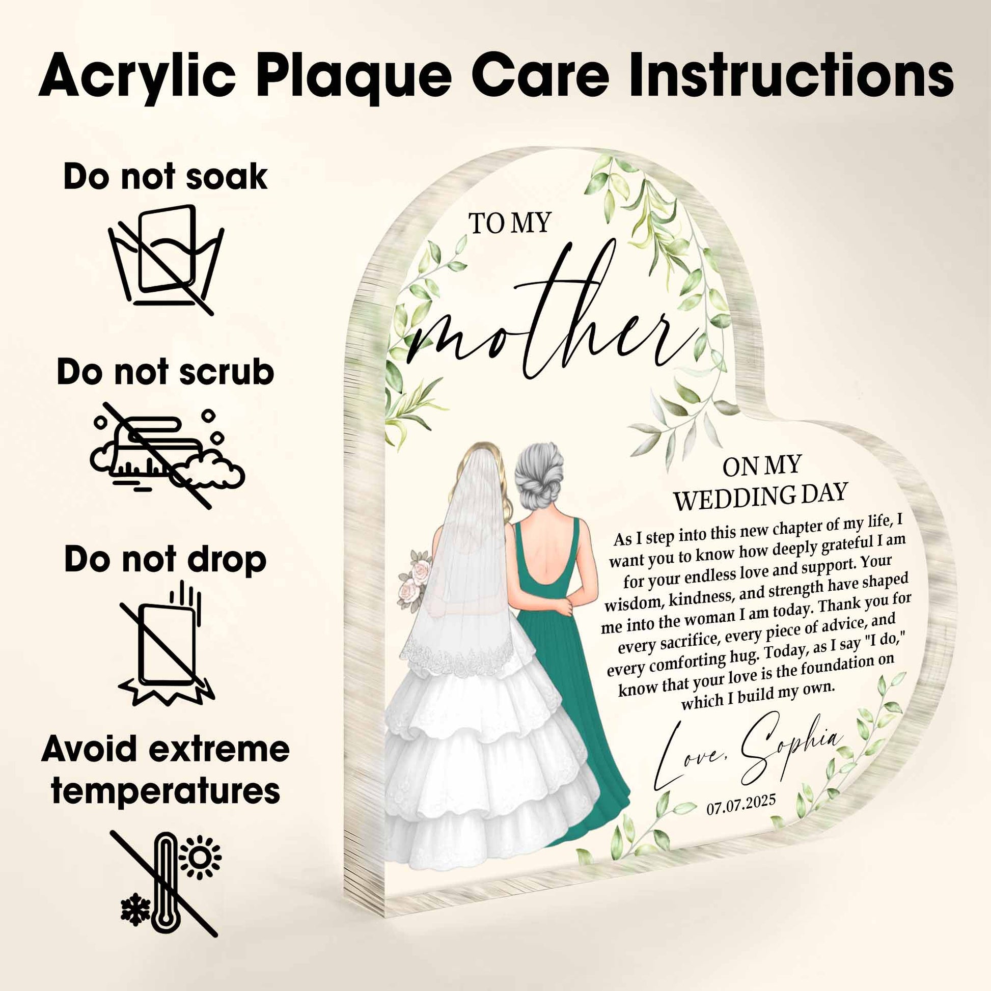 To My Mother On My Wedding Day, Bride and Mother Design