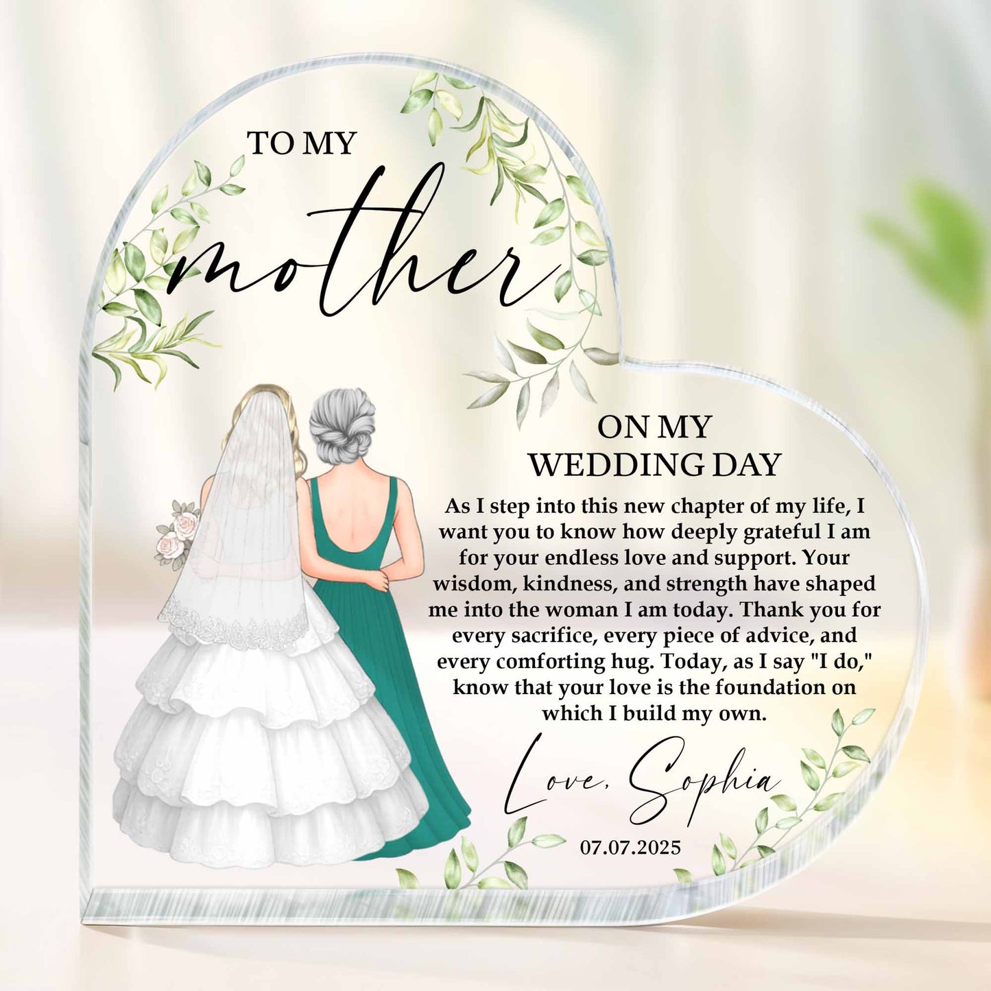 To My Mother On My Wedding Day, Bride and Mother Design