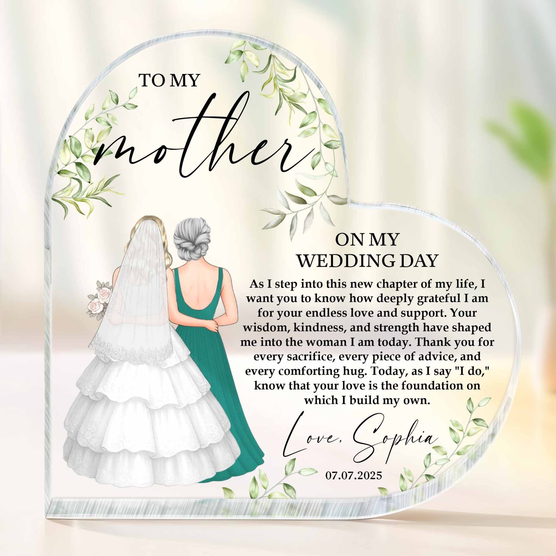 To My Mother On My Wedding Day, Bride and Mother Design