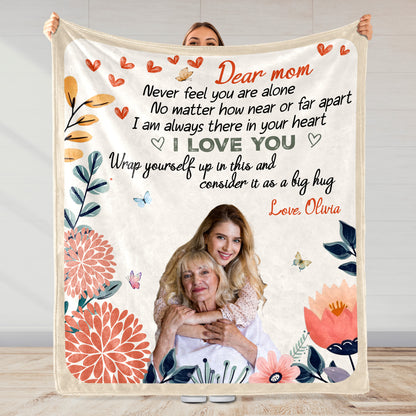 Dear Mom Always There In Your Heart With Flowers And Butterflies