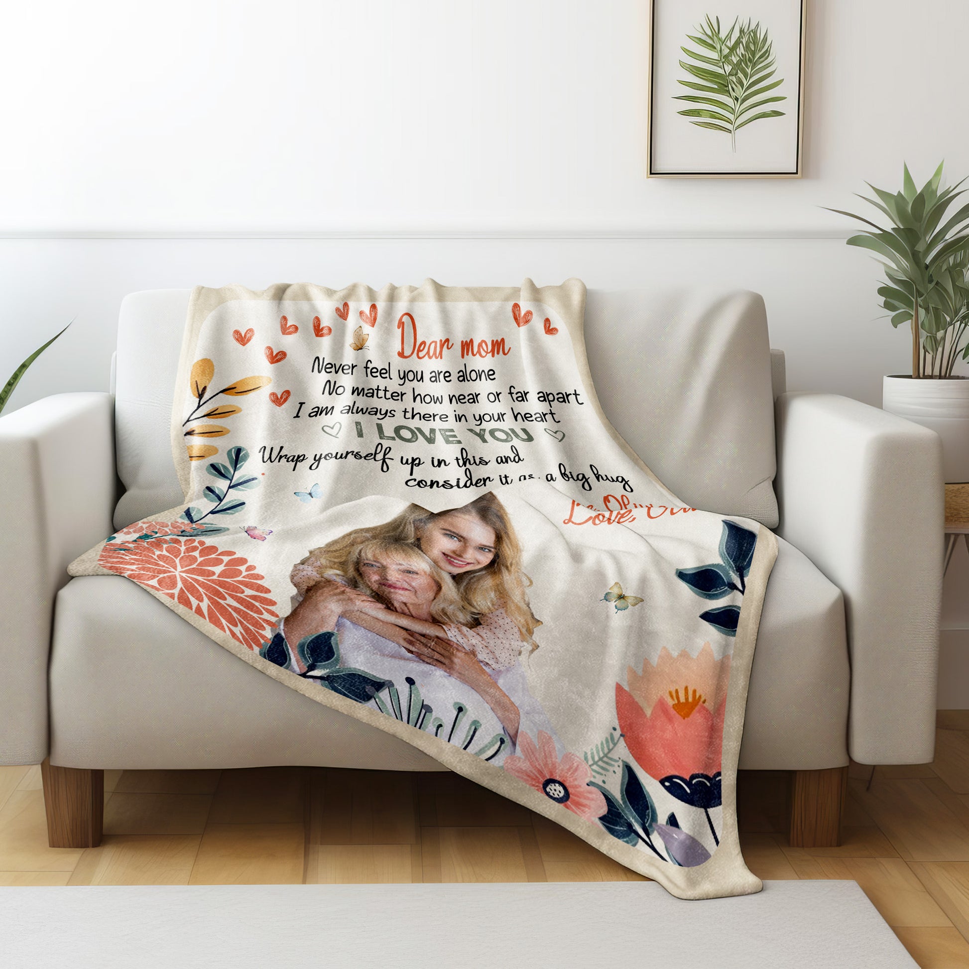 Dear Mom Always There In Your Heart With Flowers And Butterflies