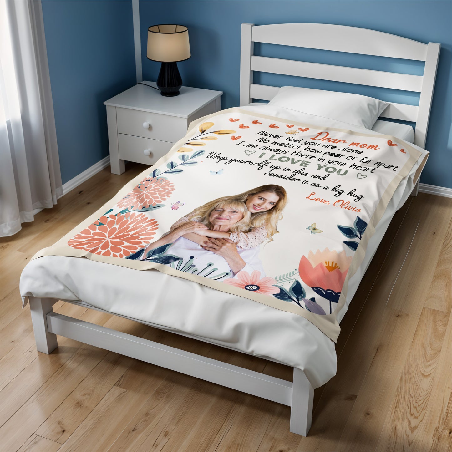 Dear Mom Always There In Your Heart With Flowers And Butterflies