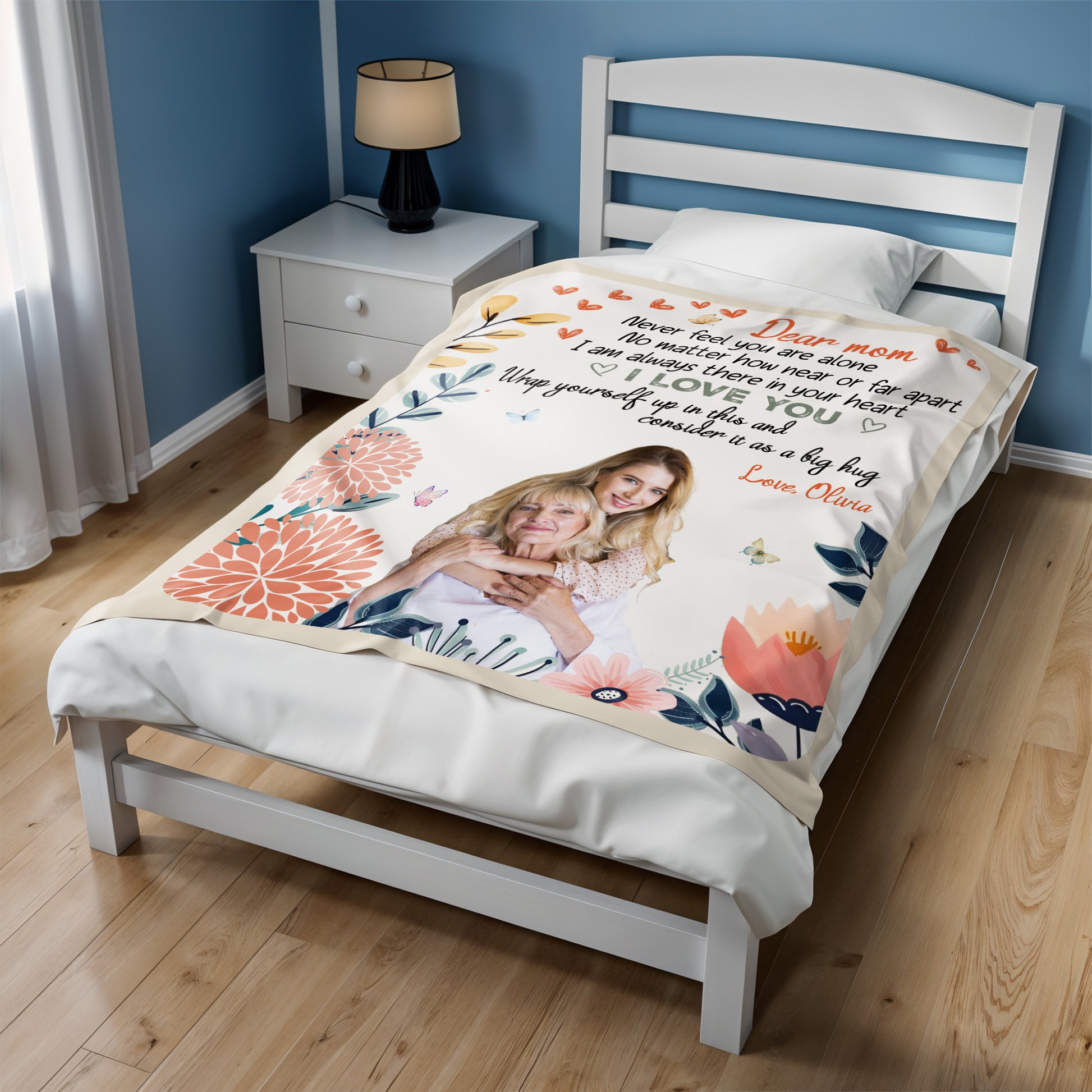 Dear Mom Always There In Your Heart With Flowers And Butterflies