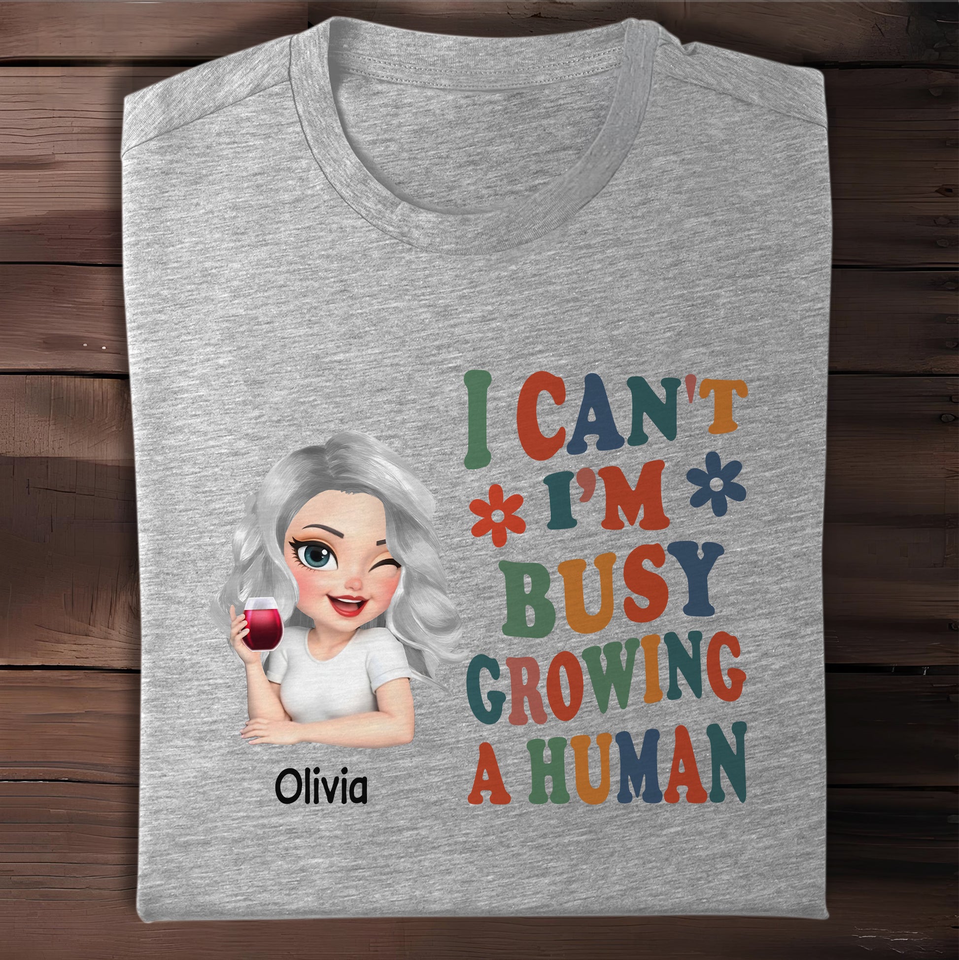 I Can't I'm Busy Growing A Human, Cartoon Pregnant Woman