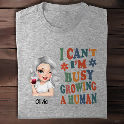 I Can't I'm Busy Growing A Human, Cartoon Pregnant Woman