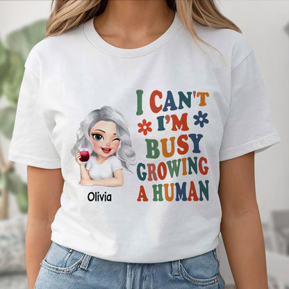 I Can't I'm Busy Growing A Human, Cartoon Pregnant Woman